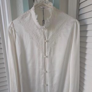 LILYSILK X MIM Lace Silk Blouse size xs